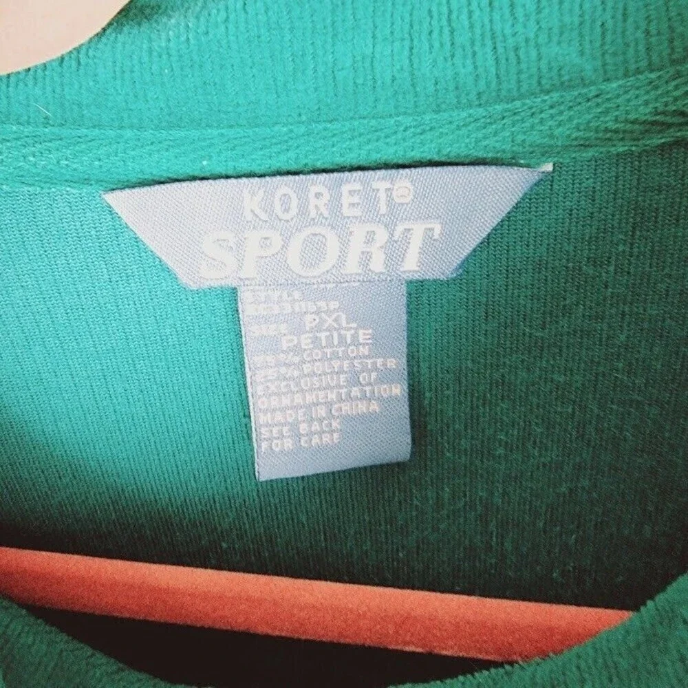 Koret Sport Women's Jacket PXL Green Corderoy with Rhinestones Side Pockets